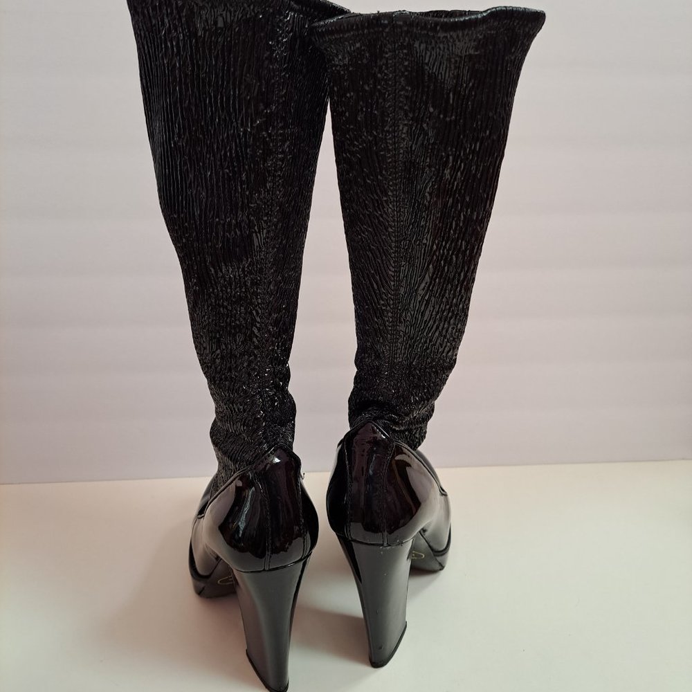 Prada Women's Black Leather Long Boots Size 36.5 - Picture 9 of 16